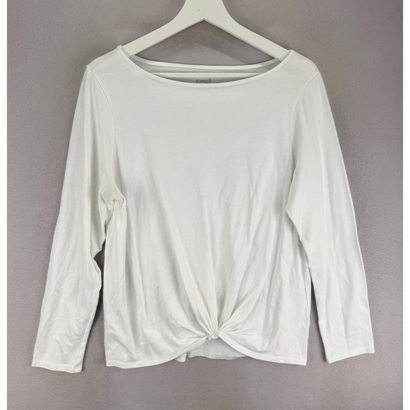 Pure Jill Tops - Pure Jill Women's Sz M White‎ Scrunch Twist Front Boat Neck oft Kno Top